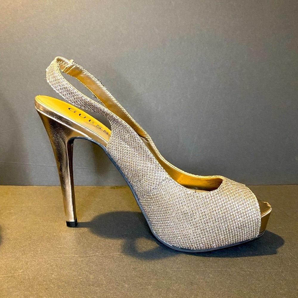 Guess Layla Slingback Glitter Platform Pumps Size 8.5